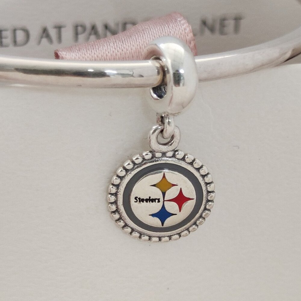 Pandora Pittsburgh Steelers NFL Logo Exclusive Dangle Charm with box